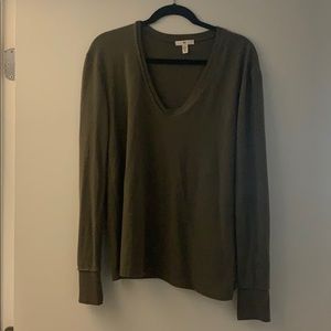 Cozy olive green v-neck sweater